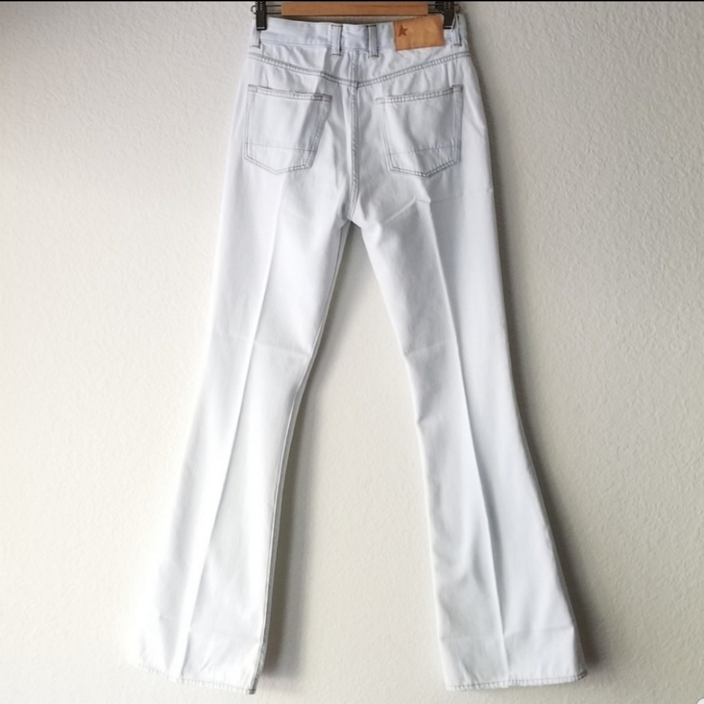 Golden Goose High Rise Boot Cut Jeans Light Wash Bleached Blue Size 28 - Picture 6 of 10